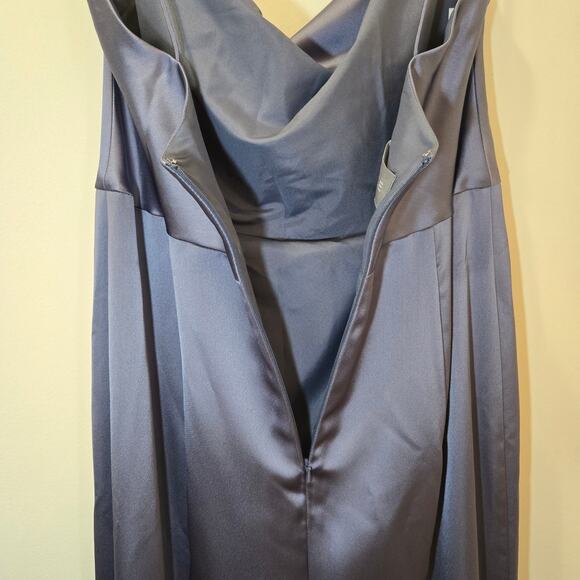 Amsale NWT Chloe Elegant Satin Evening Gown in Slate Size 14 - Picture 8 of 15